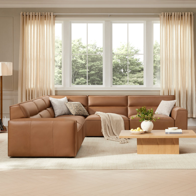 Latitude Run® Crossland Genuine Leather Sectional | Wayfair